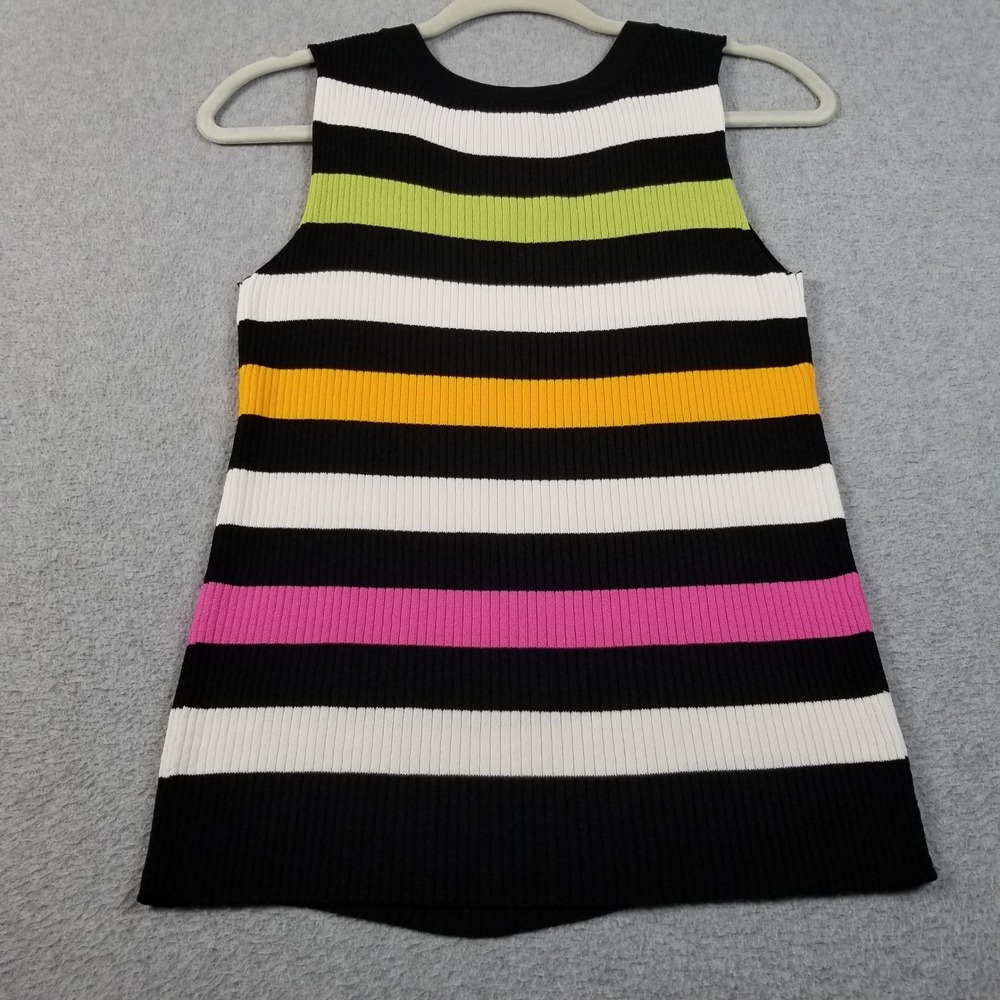 Versailles Tank Top Women Small S Striped See Through Ribbed Keyhole Y2K Stretch - Picture 3 of 10